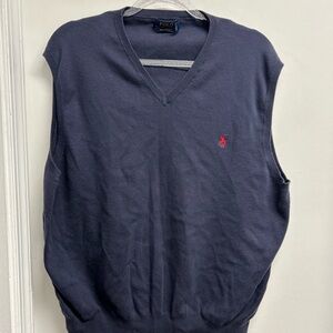 Polo by Ralph Lauren Navy V-Neck Knit Vest - Red Polo Logo
